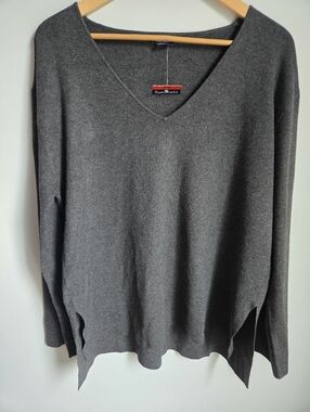 V-Neck Gray Knit Sweater